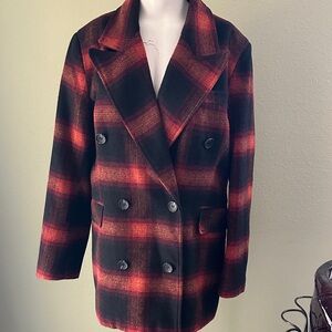 Plaid Double-Breasted Women's Coat